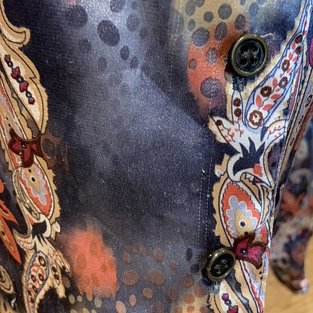 Spanner shiny fun patterned button down top - Picture 5 of 15
